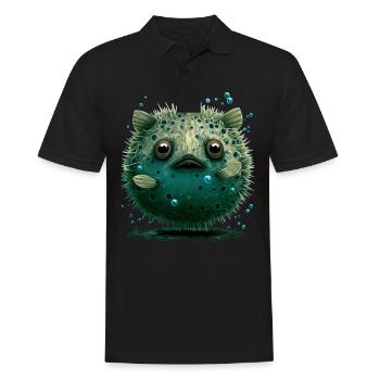 Puffer fish puffer fish Fish Ocean animal - Men's Polo Shirt - black - Front - Kai (181cm)