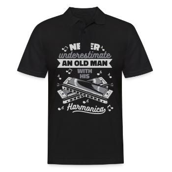 Harmonica Harmonica Instrument Music - Men's Polo Shirt - black - Front - Kai (181cm)