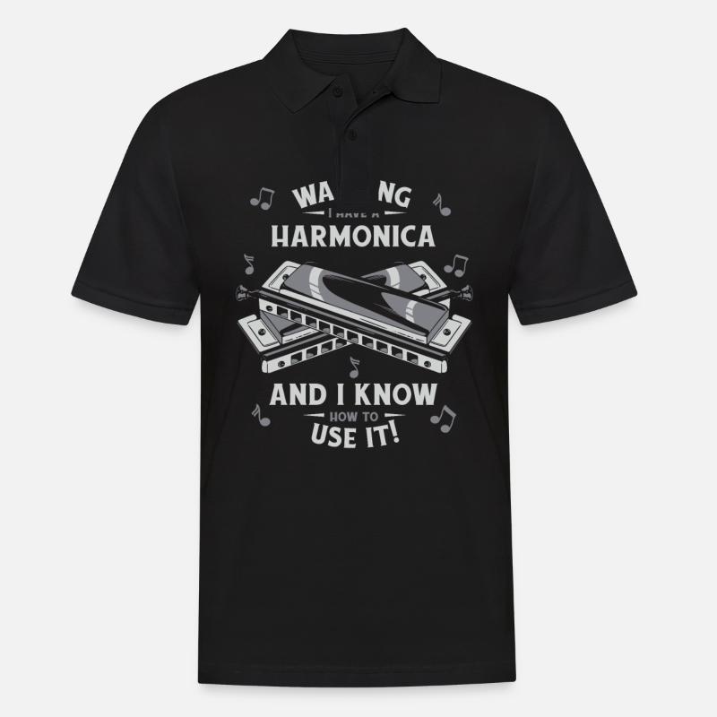 Harmonica Harmonica Instrument Music - Men's Polo Shirt - black