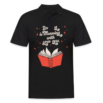 Bücher Buch lesen Bücherei Bibliothek Bücherwurm - Männer Poloshirt - Schwarz - Vorne - Kai (181cm)