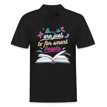 Bücher Buch lesen Bücherei Bibliothek Bücherwurm - Männer Poloshirt - Schwarz - Vorne - Kai (181cm)