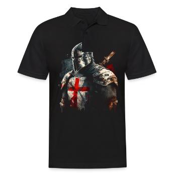 Deus Vult Kreuzritter Tempelritter Mittelalter - Männer Poloshirt - Schwarz - Vorne - Kai (181cm)
