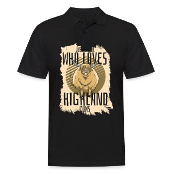Highland Kuh Tier Schottisches Rind behaart - Männer Poloshirt - Schwarz - Vorne - Kai (181cm)