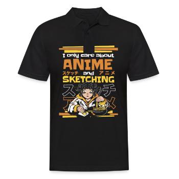 Anime Skizzieren Japan Japanisch - Männer Poloshirt - Schwarz - Vorne - Kai (181cm)