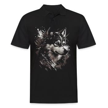 Siberian Husky Hund - Männer Poloshirt - Schwarz - Vorne - Kai (181cm)