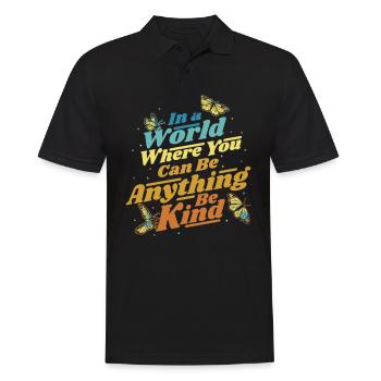 Schmetterling Monarchfalter Bunt Schmetterlinge - Männer Poloshirt - Schwarz - Vorne - Kai (181cm)