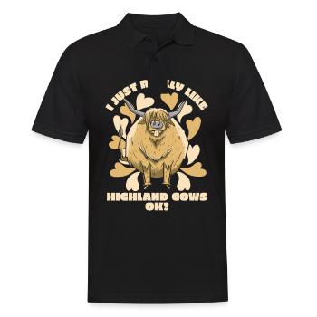 Highland Kuh Tier Schottisches Rind behaart - Männer Poloshirt - Schwarz - Vorne - Kai (181cm)