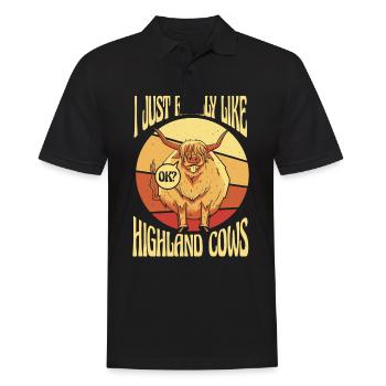 Highland Kuh Tier Schottisches Rind behaart - Männer Poloshirt - Schwarz - Vorne - Kai (181cm)