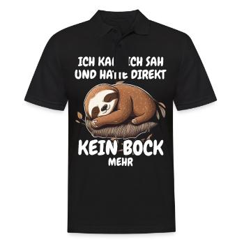 Faultier Faultiere Tier Schlafen Faul - Männer Poloshirt - Schwarz - Vorne - Kai (181cm)
