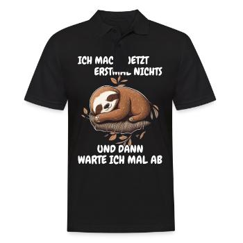 Faultier Faultiere Tier Schlafen Faul - Männer Poloshirt - Schwarz - Vorne - Kai (181cm)