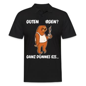 Faultier Faultiere Tier Schlafen Faul - Männer Poloshirt - Schwarz - Vorne - Kai (181cm)