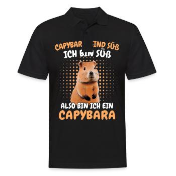 Capybara Wasserschwein Capybaras - Männer Poloshirt - Schwarz - Vorne - Kai (181cm)