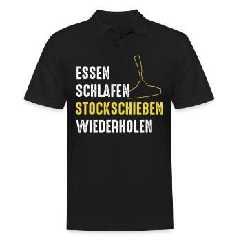 Stockschütze Eisstockschießen Eisstock - Männer Poloshirt - Schwarz - Vorne - Kai (181cm)