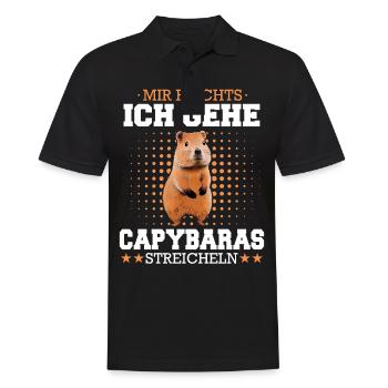 Capybara Wasserschwein Capybaras - Männer Poloshirt - Schwarz - Vorne - Kai (181cm)