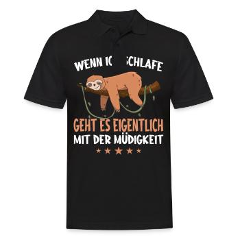 Faultier Faultiere Tier Schlafen Faul - Männer Poloshirt - Schwarz - Vorne - Kai (181cm)