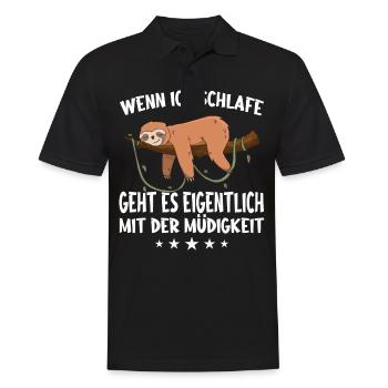 Faultier Faultiere Tier Schlafen Faul - Männer Poloshirt - Schwarz - Vorne - Kai (181cm)