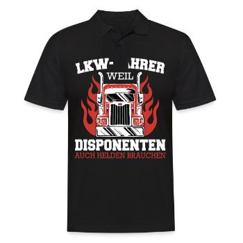 LKW Fahrer Fernfahrer Lastkraftwagenfahrer - Männer Poloshirt - Schwarz - Vorne - Kai (181cm)
