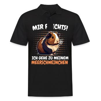 Meerschweinchen Kurzhaar Langhaar Crested - Männer Poloshirt - Schwarz - Vorne - Kai (181cm)