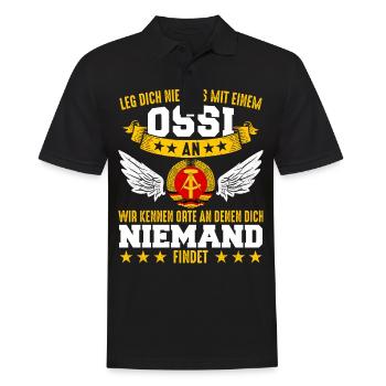 Ostdeutschland Osten Ossi DDR Heimat Ostblock - Männer Poloshirt - Schwarz - Vorne - Kai (181cm)