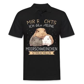 Meerschweinchen Kurzhaar Langhaar Crested - Männer Poloshirt - Schwarz - Vorne - Kai (181cm)