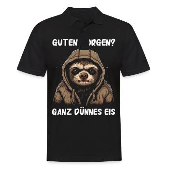 Faultier Faultiere Tier Schlafen Faul - Männer Poloshirt - Schwarz - Vorne - Kai (181cm)
