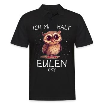 Nachteule Eule Eulen Vogel - Männer Poloshirt - Schwarz - Vorne - Kai (181cm)
