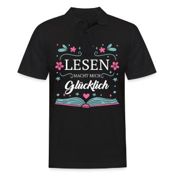 Buch Lesen Bücher Buch Nerd Bücherwurm - Männer Poloshirt - Schwarz - Vorne - Kai (181cm)