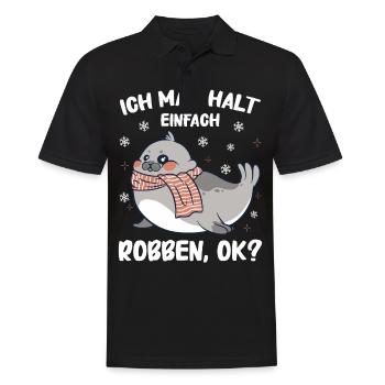 Robbe Robben Seerobbe Seelöwe Tier Seehund - Männer Poloshirt - Schwarz - Vorne - Kai (181cm)