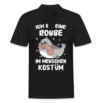 Robbe Robben Seerobbe Seelöwe Tier Seehund - Männer Poloshirt - Schwarz - Vorne - Kai (181cm)