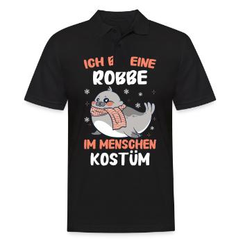 Robbe Robben Seerobbe Seelöwe Tier Seehund - Männer Poloshirt - Schwarz - Vorne - Kai (181cm)