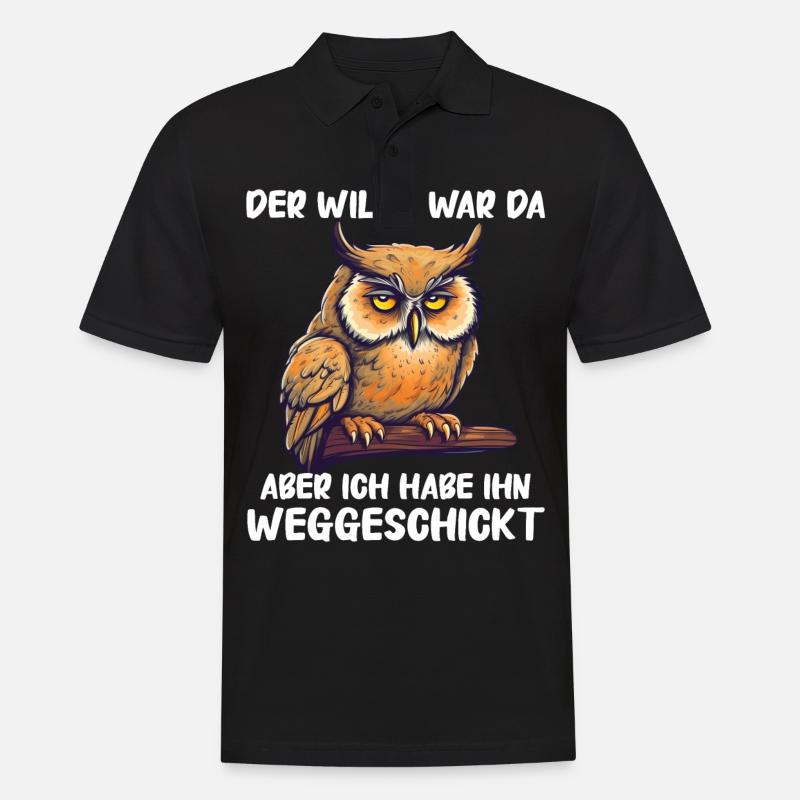Nachteule Eule Eulen Vogel - Männer Poloshirt - Schwarz