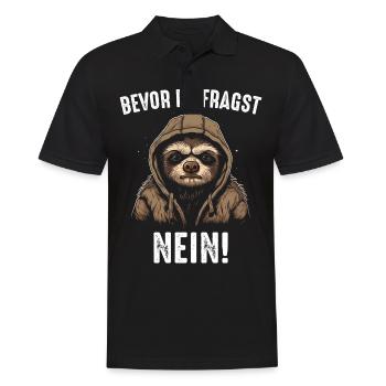 Faultier Faultiere Tier Schlafen Faul - Männer Poloshirt - Schwarz - Vorne - Kai (181cm)
