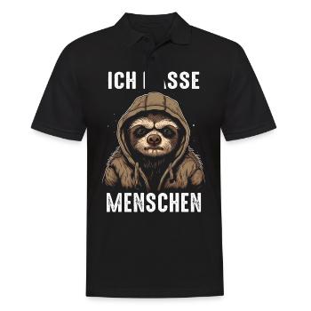 Faultier Faultiere Tier Schlafen Faul - Männer Poloshirt - Schwarz - Vorne - Kai (181cm)