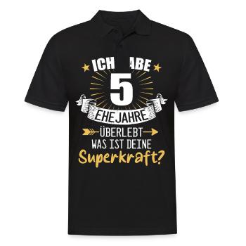 5 Hochzeitstag Geschenk Ehejahre - Männer Poloshirt - Schwarz - Vorne - Kai (181cm)