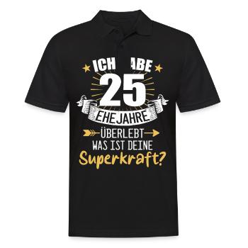 25 Hochzeitstag Geschenk Ehejahre - Männer Poloshirt - Schwarz - Vorne - Kai (181cm)