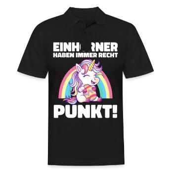 Einhorn Einhörner Fabelwesen Mystisch - Männer Poloshirt - Schwarz - Vorne - Kai (181cm)