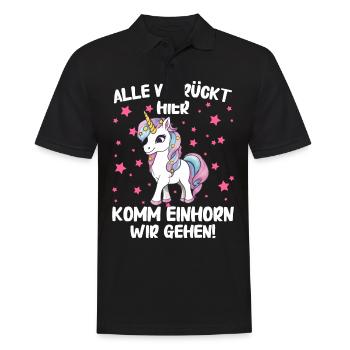 Einhorn Einhörner Fabelwesen Mystisch - Männer Poloshirt - Schwarz - Vorne - Kai (181cm)