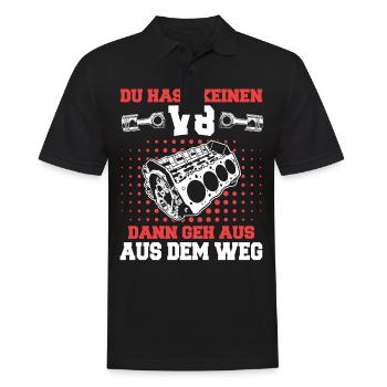 V8 Motor Acht Zylinder Hubraum Motor Tuning Tuner - Männer Poloshirt - Schwarz - Vorne - Kai (181cm)