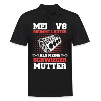 V8 Motor Acht Zylinder Hubraum Motor Tuning Tuner - Männer Poloshirt - Schwarz - Vorne - Kai (181cm)