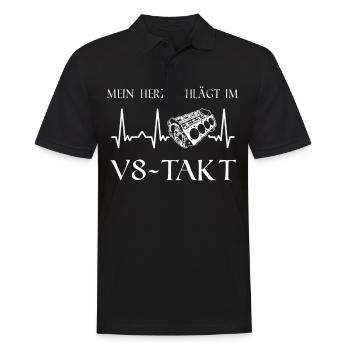 V8 Motor 8 Zylinder Hubraum Auto Tuning Tuner - Männer Poloshirt - Schwarz - Vorne - Kai (181cm)