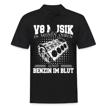 V8 Motor 8 Zylinder Hubraum Auto Tuning Tuner - Männer Poloshirt - Schwarz - Vorne - Kai (181cm)