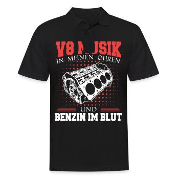 V8 Motor 8 Zylinder Hubraum Auto Tuning Tuner - Männer Poloshirt - Schwarz - Vorne - Kai (181cm)