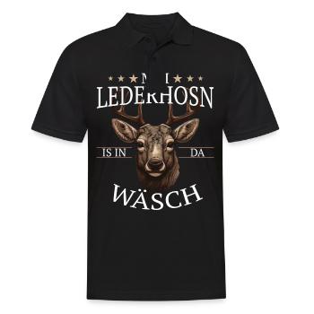 Hirsch Trachtenshirt Geweih Hirsche - Männer Poloshirt - Schwarz - Vorne - Kai (181cm)
