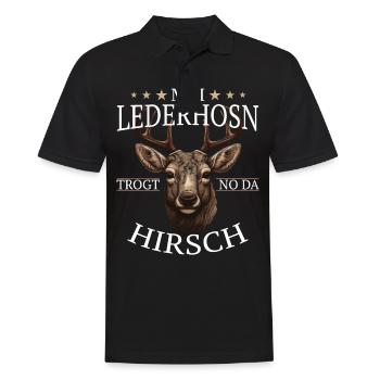 Hirsch Trachtenshirt Geweih Hirsche - Männer Poloshirt - Schwarz - Vorne - Kai (181cm)