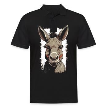 Esel Eselchen Maultier Muli - Männer Poloshirt - Schwarz - Vorne - Kai (181cm)