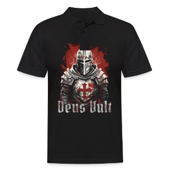Deus Vult Kreuzritter Tempelritter Mittelalter - Männer Poloshirt - Schwarz - Vorne - Kai (181cm)