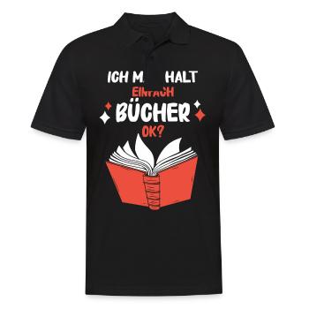 Buch Lesen Bücher Buch Nerd Bücherwurm - Männer Poloshirt - Schwarz - Vorne - Kai (181cm)
