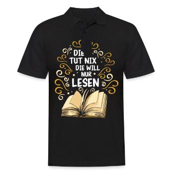 Buch Lesen Bücher Buch Nerd Bücherwurm - Männer Poloshirt - Schwarz - Vorne - Kai (181cm)