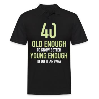Cadeau 40 ans anniversaire garçon ou fille - Polo Homme - noir - Devant - Kai (181cm)