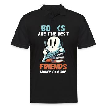 Bücher Buch lesen Bücherei Bibliothek Bücherwurm - Männer Poloshirt - Schwarz - Vorne - Kai (181cm)